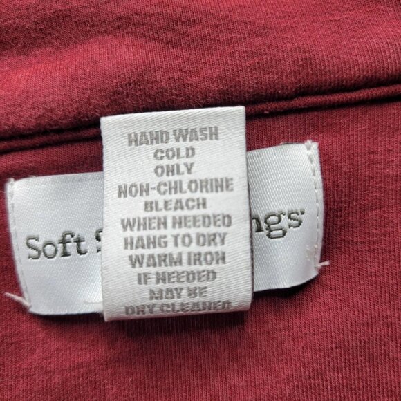 Soft Surroundings Rachel Jacket Size M Burgundy Crochet Trim 5 Button Above Knee - Picture 7 of 11